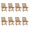 Image de Lot de 8 Chaises Pliables de Jardin avec Coussins, Sièges de Terrasse, Chaises de Salle à Manger, Meubles de Patio Extérieur, Teck Solide