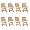 Image de Lot de 8 Chaises Pliables de Jardin avec Coussins, Sièges de Terrasse, Chaises de Salle à Manger, Meubles de Patio Extérieur, Teck Solide