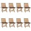 Image de Lot de 8 Chaises Pliables de Jardin avec Coussins, Sièges de Terrasse, Chaises de Salle à Manger, Meubles de Patio Extérieur, Teck Solide