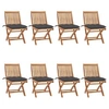 Image de Lot de 8 Chaises Pliables de Jardin avec Coussins, Sièges de Terrasse, Chaises de Salle à Manger, Meubles de Patio Extérieur, Teck Solide