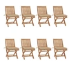 Image de Lot de 8 Chaises Pliables de Jardin avec Coussins, Sièges de Terrasse, Chaises de Salle à Manger, Meubles de Patio Extérieur, Teck Solide