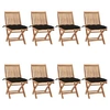 Image de Lot de 8 Chaises Pliables de Jardin avec Coussins, Sièges de Terrasse, Chaises de Salle à Manger, Meubles de Patio Extérieur, Teck Solide