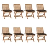 Image de Lot de 8 Chaises Pliables de Jardin avec Coussins, Sièges de Terrasse, Chaises de Salle à Manger, Meubles de Patio Extérieur, Teck Solide