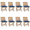 Image de Lot de 8 Chaises Pliables de Jardin avec Coussins, Sièges de Terrasse, Chaises de Salle à Manger, Meubles de Patio Extérieur, Teck Solide