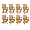 Image de Chaises de jardin avec coussins gris lot de 8 Bois teck massif