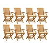 Image de Chaises de jardin avec coussins crème lot de 8 Bois teck massif