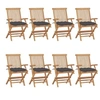 Image de Lot de 8 chaise en teck pliable H. 89 cm exterieur gris