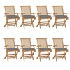 Image de Lot de 8 chaise en bois massif pliable H. 89 cm exterieur gris