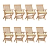 Image de Lot de 8 chaise en teck pliable exterieur H. 89 cm blanc