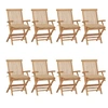 Image de Lot de 8 chaise H. 89 cm pliable exterieur en bois massif beige