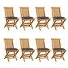 Image de Lot de 8 chaise H. 89 cm non pliable en teck exterieur gris