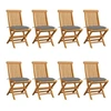 Image de Chaises de jardin et coussins gris lot de 8 Bois de teck massif
