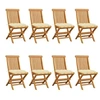 Image de Chaises de jardin et coussins blanc crème lot de 8 Teck massif