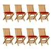 Image de Lot de 8 chaise en bois massif non pliable H. 89 cm exterieur rouge