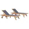 Image de Chaises longues pliables et roulettes lot de 2 Teck textilène