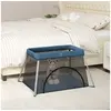 Image de Parc pour bébé avec matelas Bleu marine Tissu de lin 10304
