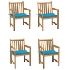 Image de Tuinstoelen 4 st met blauwe kussens massief teakhout3073008