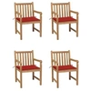 Image de Lot de 4 chaise H. 90 cm non pliable en teck exterieur bois