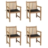 Image de Lot de 4 chaise en teck non pliable H. 90 cm exterieur bois