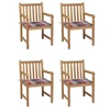 Image de Tuinstoelen 4 st met rood geruite kussens massief teakhout3073017