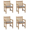 Image de Tuinstoelen 4 st met grijs geruite kussens massief teakhout3073018