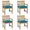 Image de Tuinstoelen 4 st met lichtblauwe kussens massief teakhout3073023
