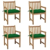 Image de Tuinstoelen 4 st met groene kussens massief teakhout3073024