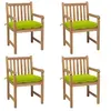 Image de Lot de 4 chaise H. 90 cm non pliable exterieur en teck vert