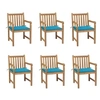 Image de Lot de 6 chaise H. 90 cm non pliable en bois massif exterieur bleu