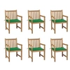 Image de Tuinstoelen 6 st met groene kussens massief teakhout3073036