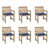 Image de Lot de 6 chaise H. 90 cm non pliable exterieur en teck bleu