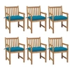 Image de Lot de 6 chaise en teck non pliable exterieur H. 90 cm bleu