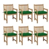 Image de Tuinstoelen 6 st met groene kussens massief teakhout3073051