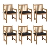 Image de Lot de 6 chaise H. 90 cm non pliable exterieur en teck noir