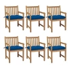 Image de Lot de 6 chaise en teck non pliable H. 90 cm exterieur bleu