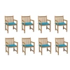 Image de Tuinstoelen 8 st met blauwe kussens massief teakhout3073062