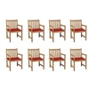 Image de Lot de 8 chaise H. 90 cm non pliable exterieur en bois massif rouge