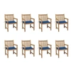Image de Lot de 8 chaise exterieur non pliable H. 90 cm en teck bleu