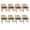 Image de Chaises de jardin lot de 8 avec coussins anthracite Teck solide