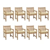 Image de Chaises de jardin lot de 8 et coussins blanc crème Teck solide