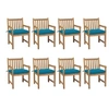 Image de Tuinstoelen 8 st met lichtblauwe kussens massief teakhout3073077