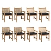 Image de Lot de 8 chaise H. 90 cm non pliable en teck exterieur bois