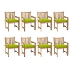 Image de Chaises de jardin lot de 8 avec coussins vert vif Teck solide