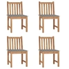 Image de Chaises de jardin lot de 4 avec coussins Bois de teck massif