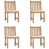 Image de Chaises de jardin lot de 4 avec coussins Bois de teck massif