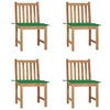Image de Chaises de jardin lot de 4 avec coussins Bois de teck massif