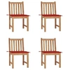 Image de Chaises de jardin lot de 4 avec coussins Bois de teck massif