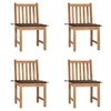 Image de Chaises de jardin lot de 4 avec coussins Bois de teck massif