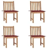 Image de Chaises de jardin lot de 4 avec coussins Bois de teck massif