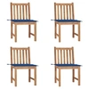 Image de Chaises de jardin lot de 4 avec coussins Bois de teck massif